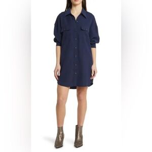 🆕 Nordstrom Wayf Navy Blue Shirt Dress size small